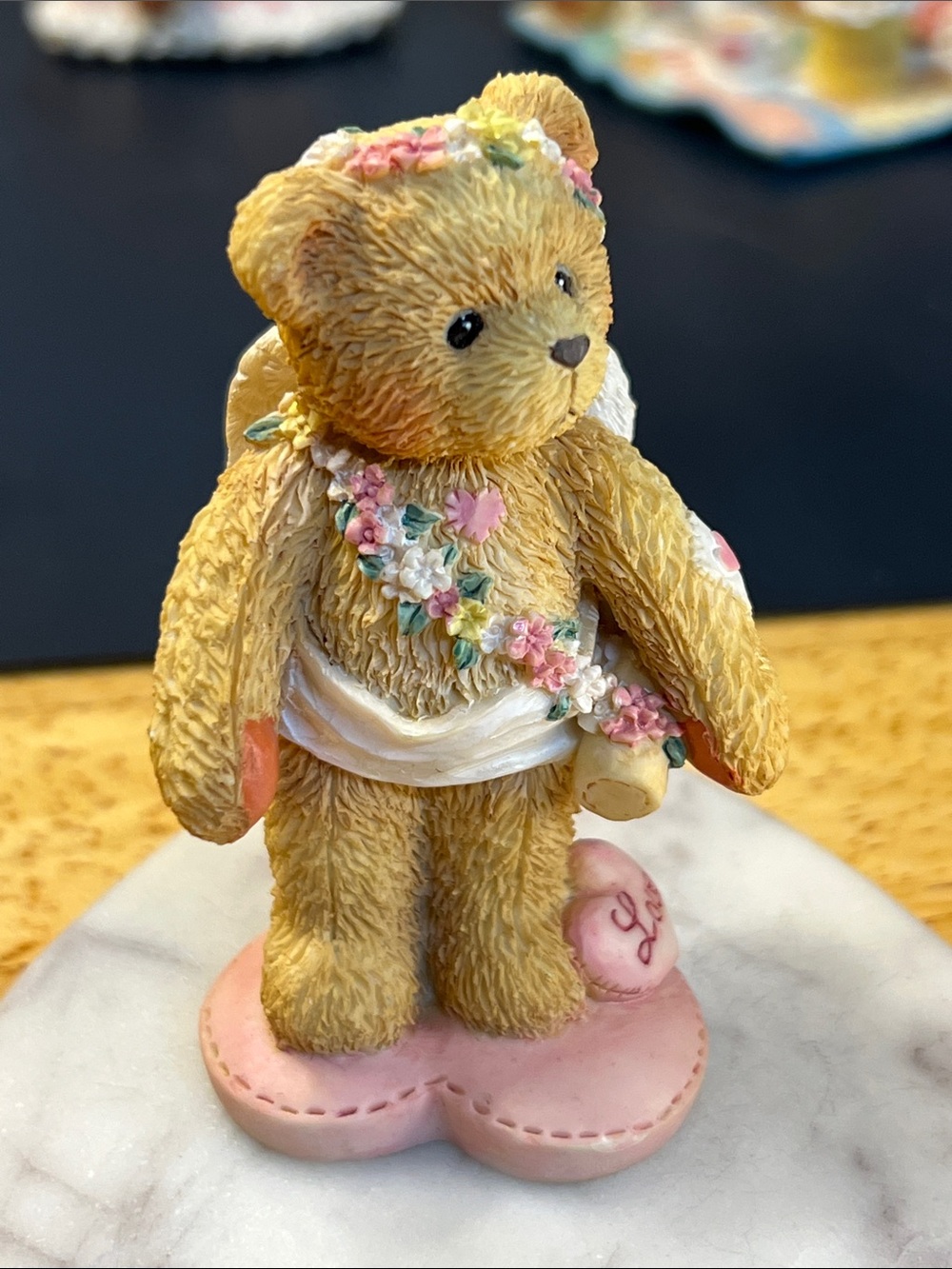 “love” Enesco Tan Bear Figurine with Pink Heart 🩷 Base